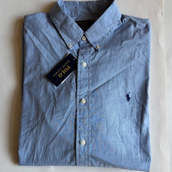 Polo Ralph Lauren Classic Fit Stretch Oxford Long Sleeve Button Down Shirt Blue